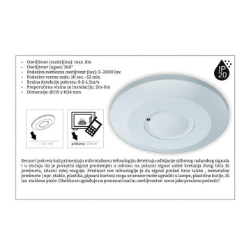 Mikrotalasni senzor pokreta M275 (S) Microwave IP20