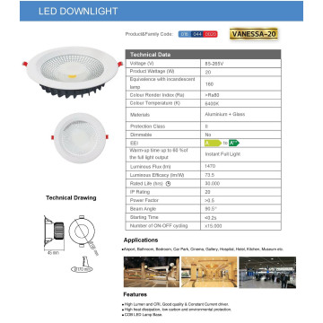 LED rozetna 20W 6400K VANESSA-20 bela