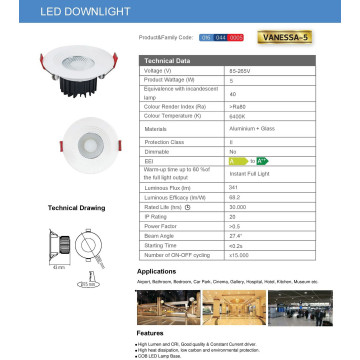 LED rozetna 5W 6400K VANESSA-5 bela