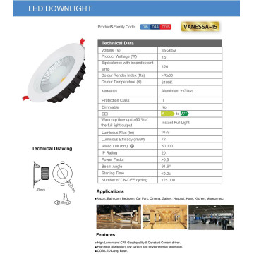 LED rozetna 15W 6400K VANESSA-15 bela