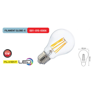 LED sijalica E27 6W FILAMENT GLOBE-6 4200K