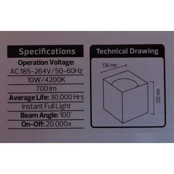 Nadgradna LED svetiljka Sandra-SQ 10W crna