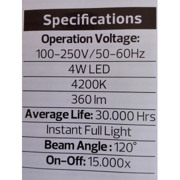 Zidna LED lampa za slike i ogledala 4W 4200K IP20 FLAMINGO-4 hrom