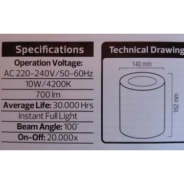 Nadgradna LED svetiljka Sandra 10W XL crna