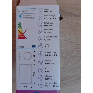 Baštenska zidna lampa 2xGU10 WL7438 mat bela