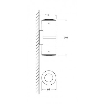 Baštenska zidna lampa Fumagali 2xGU10 FRANCA 90 2L IP55 siva