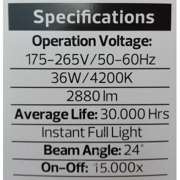 LED šinski reflektor 36W 4200K VARNA-36 crni