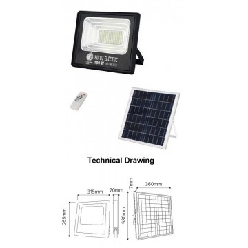 Solarni LED reflektor TIGER 100W 6400K sa solarnom pločom i daljinskim
