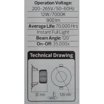 Ugradni LED panel 12W 7000K ALEXA-12