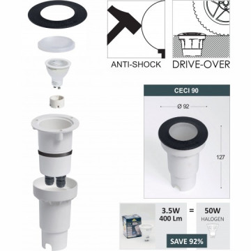 Spoljna lampa za ugradnju u beton CECI 90 1xGU10 IP67 siva