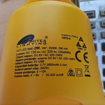 Solarni panel M702003 3W i led sijalice 2 x 2W 6500K