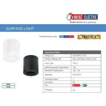 Nadgradna lampa 1xGU10 FREZYA-R bela