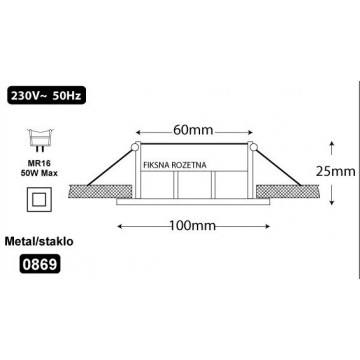 Rozetna staklena CRYSTAL transparentna