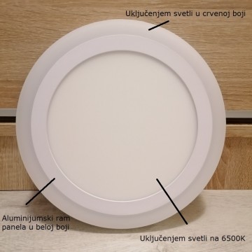 LED nadgradni panel 18W + 6W okrugli M18NO-D crvena + 6500K