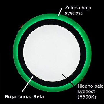 LED nadgradni panel 18W + 6W okrugli M18NO-D zelena + 6500K