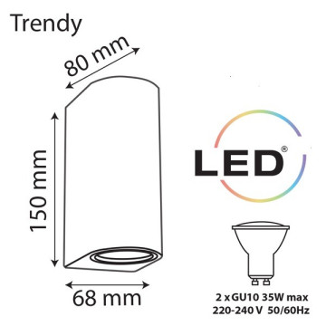 Baštenska zidna lampa TRENDY 2xGU10  - mat crna