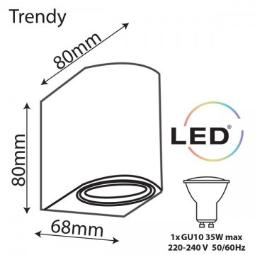 Baštenska zidna lampa TRENDY 1xGU10  - mat crna