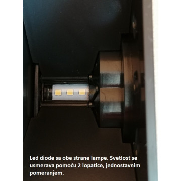 Baštenska zidna LED lampa SEKOYA 4W 4200K crna - podesiv ugao osvetljenja