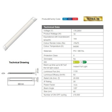 LED strela Tetra-18 18w 6400K Horoz