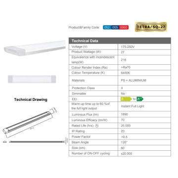 LED strela 60cm 27W Tetra/SQ-27 6400K Horoz