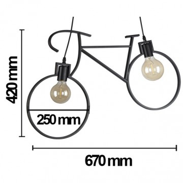 Visilica dužine 67cm 2xE27 BIKE crna