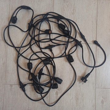 Baštenski svetlosni niz 10m 10xE27 CIRKO-10 crni