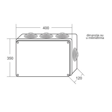 ME-K400x350x120mm razvodna kutija sa gumenom zaptivkom IP65