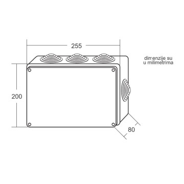ME-K255x200x80mm razvodna kutija sa gumenom zaptivkom IP65