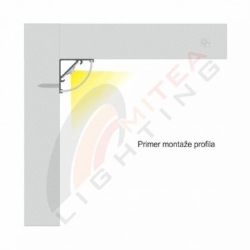 Aluminijumski ugaoni profil set sa crnim difuzorom M601-CC 2000x15,8x15,8mm