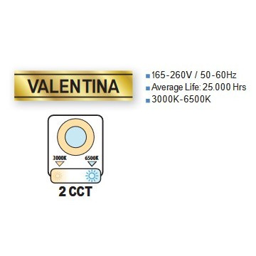 LED rozetna 12W VALENTINA-12 2CCT 3000K/6400K bela