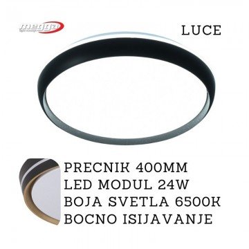 LED plafonjera fi40cm 24W 6500K LUCE-S crna