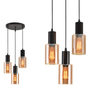 Luster visilica 3xE27 BILI AMBER-3R metal/staklo
