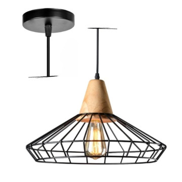 Visilica 1xE27 VESTA metal + drvo crna