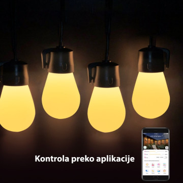 Baštenski svetlosni niz 15m 15 sijalica SNZ-15WW/15M-DC crni