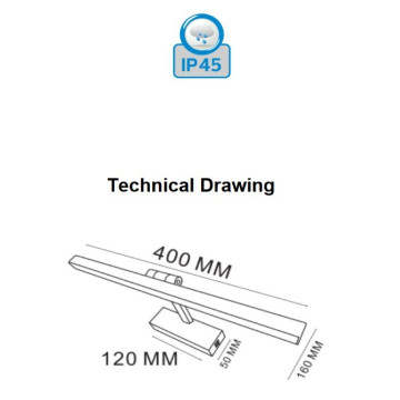 Zidna LED lampa za slike i ogledala 8W 4200K IP45 KARTAL-8 hrom