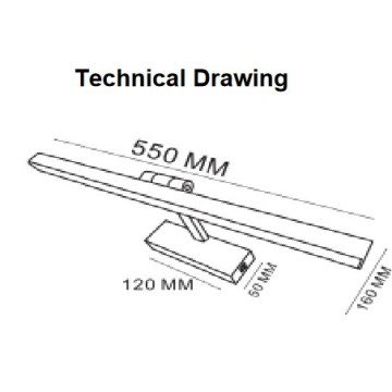 Zidna LED lampa za slike i ogledala 12W 4200K IP45 KARTAL-12 crna
