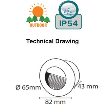 Spoljna ugradna LED lampa 3W 3000K ICON-R crna