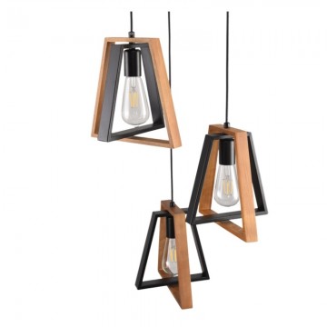 Visilica rustic 3xE27 MONTE-3 metal+drvo
