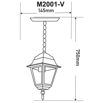 Fenjer viseći M2001-V crni