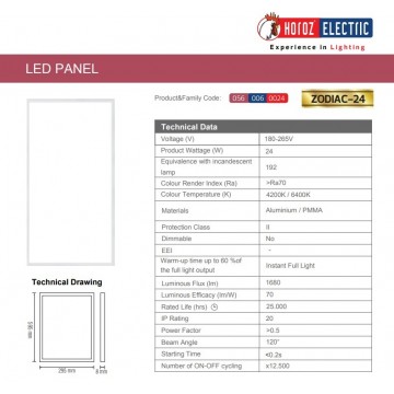 Led panel ugradni 595x295 24W 6400K ZODIAC-2