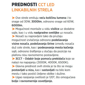 Linkabilna LED strela nizajuća M203840-W 120cm 60W 3000-6500K bela