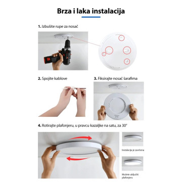 LED plafonjera fi300mm 28W 6500K crna