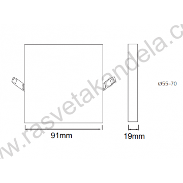 LED panel ugradni STELLA/SQ bez rama 8W 6400K beli