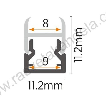 Aluminijumski nadgradni profil MA1111-C 2000x11,2x11,2mm crni