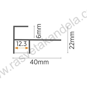 Aluminijumski profil za LED traku MA06-W 40x22x2000mm za pločice/stepenice beli