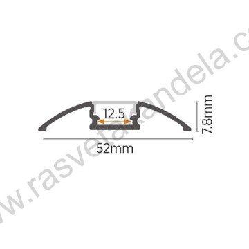 Aluminijumski profil za LED trake podni set MA608 2000 x 52 x 7,8mm