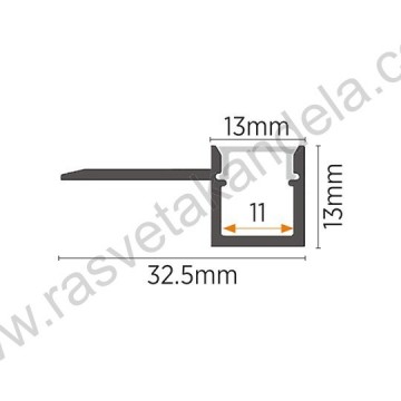 Aluminijumski ugradni profil MA3313-A 32,5x13x2000mm