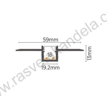 Aluminijumski FLEX ugradni profil MA1913 19x13x2000mm