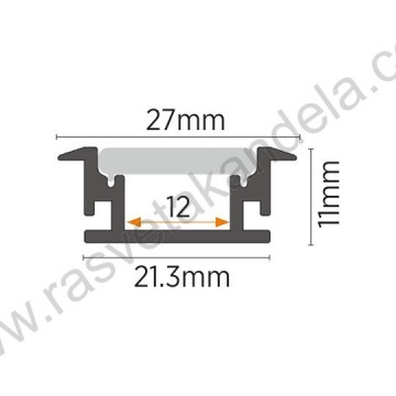Aluminijumski podni ugradni profil za LED trake MA632 21.3x11x2000mm