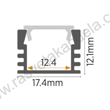Aluminijumski nadgradni profil M505 2000x17.4x12.1mm
